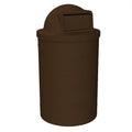 55 Gallon Circle 100% Recycled Plastic Heavy Duty Outdoor Trash Can with Push Open Dome Lid and Internal Liner - Brown Granite