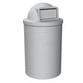 55 Gallon Circle 100% Recycled Plastic Heavy Duty Outdoor Trash Can with Push Open Dome Lid and Internal Liner | Great for Schools and Businesses - Light Granite