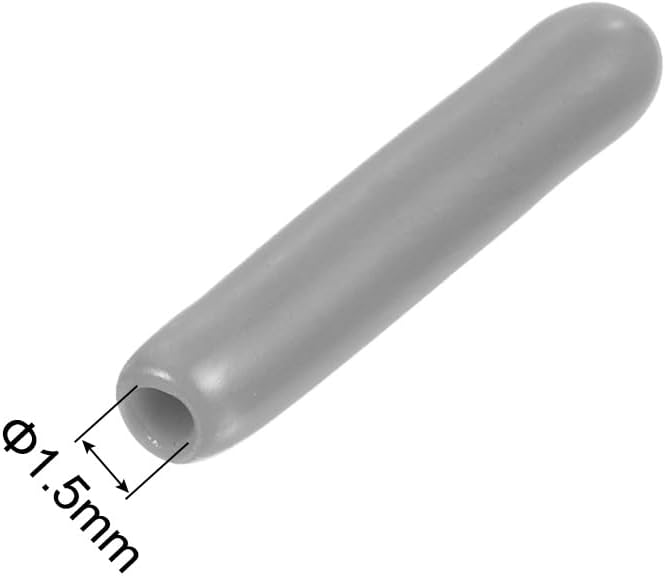 uxcell 20pcs Rubber End Caps Protective Caps 1.5mm ID Vinyl PVC Round Tube Bolt Cap Cover Screw Thread Protectors, Light Grey