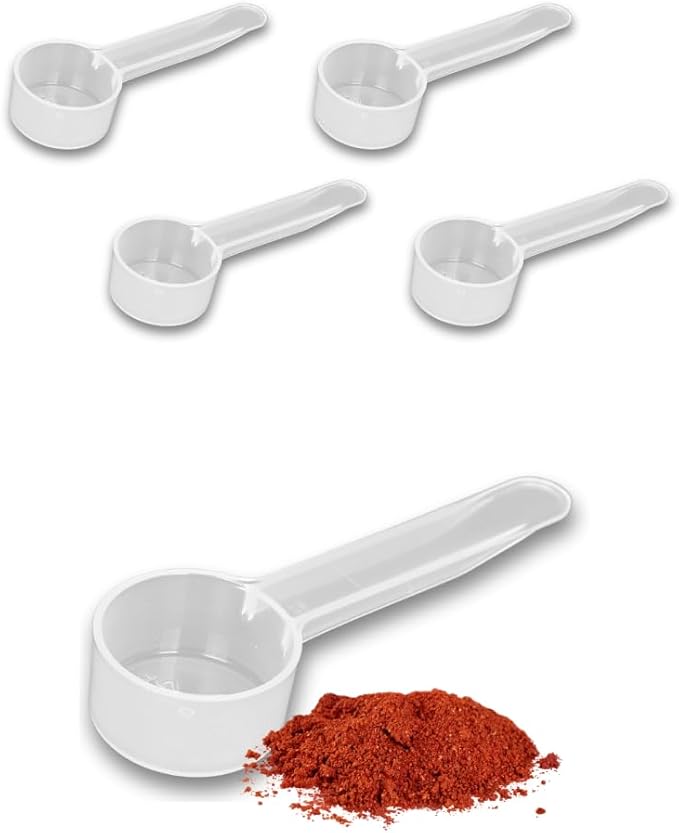 4 Pack – 1 Tablespoon Plastic Measuring Scoop – 14.8 cc / 14.8 ml / ½ oz. – Long Handled Scoop for Protein, Powders, Coffee, Milk Powder, Laundry Soap