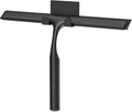 Stainless Steel Shower Squeegee for Glass Doors, Multi-Purpose Squeegee for Shower Glass, Bathroom and Car Windows, Squeegee with Adhesive Hook-10”, Black