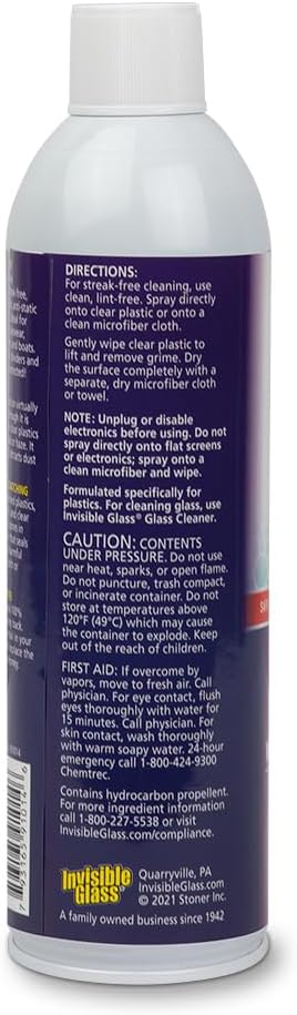 Invisible Glass 91014-2PK 19-Ounce Screen and Plastic Cleaner Protectant and Polish Anti-Fog and Anti-Static for Plastic Surfaces Touchscreens, Plastic Shields and Guards, Electronics, Pack of 2 , white
