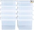 Wood Designs Cubby Storage Bin, Heavy Duty Plastic Containers for Kids Translucent Clear Cubby Tray Set of 10