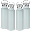 Neihepal 20 oz Insulated Water Bottles Bulk 4 Pack,Stainless Steel Double Wall Sport Bottle with Lid of Handle,Metal Reusable Thermoses Flask with Cup Cap for School,Hikers,Gift (Fog,Set of 4)