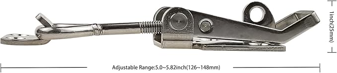 Adjustable Latch Buckle Cabinet Boxes Lever Handle Toggle Catch Latch Lock,Silver,Adjustable Range 126-148mm,2 Pcs