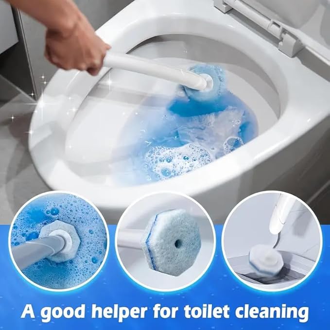 Disposable Toilet Wand Refill Compatible with Clorox Toilet Brush, 60 Count Disposable Heads for Deep Cleaning