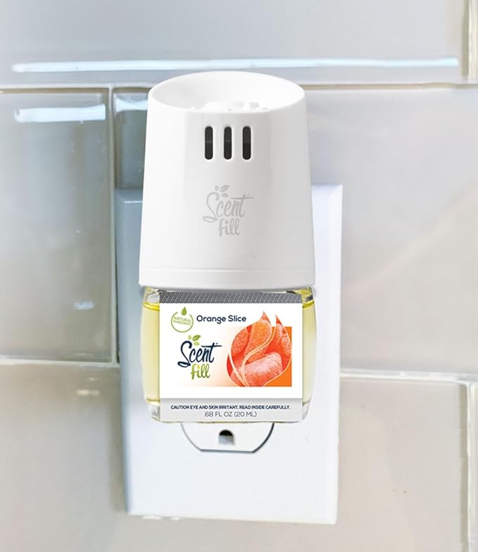 Scent Fill Orange Slice Plug in Air Freshener, Scented Oil Refills, 2 Refills + Diffuser