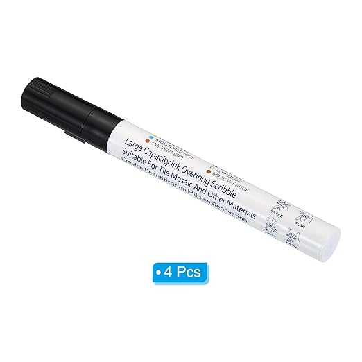 PATIKIL Grout Pen, 4 Pack Black Tile Marker Waterproof Grout Sealer Pen Tile Repair Pens Paint Pens for Wall Floor Bathroom Kitchen Refresh