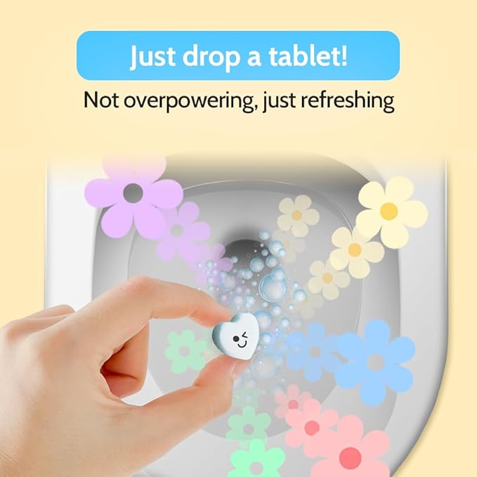 Effervescent Bathroom Air Freshener - Lemon Eucalyptus - Toilet Deodorizer, Bathroom Odor Eliminator, Toilet Freshener, Flushable Air Freshener Toilet Tablets, 1 Pack (30 Tablets)