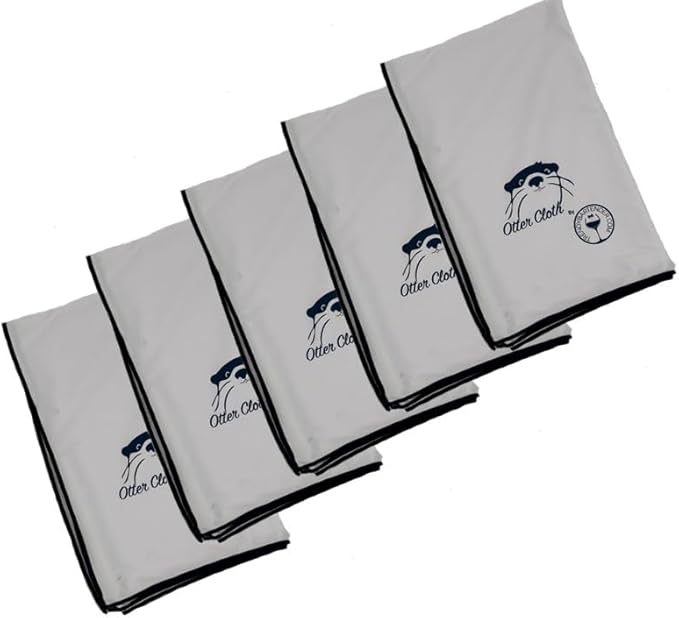Trendy Bartender Toast to Perfection Microfiber Glass Polishing Lint-Free Cloth for Spotless Shine and a Residue-Free Finish - Pack of 5-25x20 inch - White