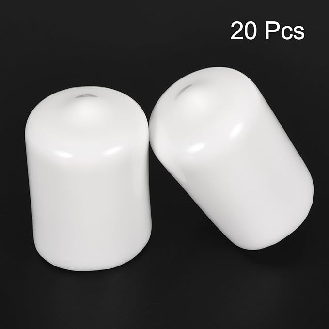 uxcell 20pcs Rubber End Caps 15mm ID Vinyl Round End Cap Cover Screw Thread Protectors White