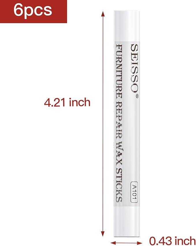 SEISSO Furniture Repair Crayon, 6 Pcs - Wood Filler Sticks, Scratch Repair Wax, Furniture Marking Repair - Scratch, Cracks, Hole, Table, Wood Floor, Guitar, Covering, Instrument Fill Sticks-White