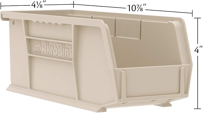 Akro-Mils 30224 AkroBins Plastic Storage Bins, Space-Saving Stackable Bins for Garage, Pantry, Craft Organization, 11" L x 4" W x 4" H, Black, 12-Pack