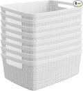 Curver Set of 8 Jute Small Decorative Plastic Organization and Storage Baskets, Perfect Bins for Home Office, Closet Shelves, Kitchen Pantry and All Bedroom Essentials