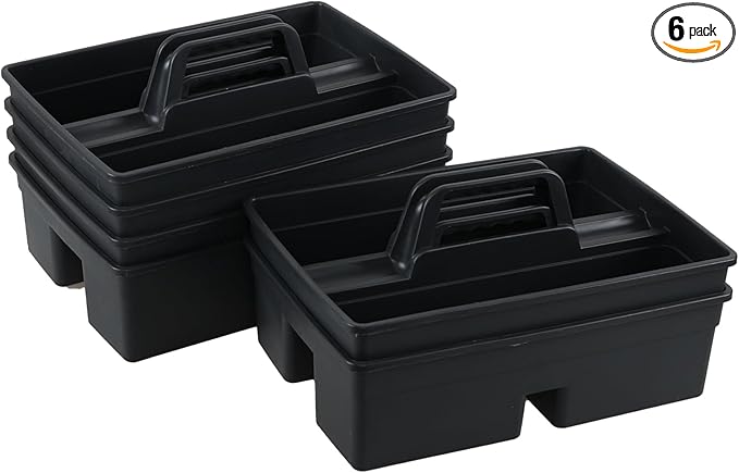6 Packs Plastic Cleaning Tool Caddy with Handle, Cleaning Supply Carry Caddy for Cleaning Products
