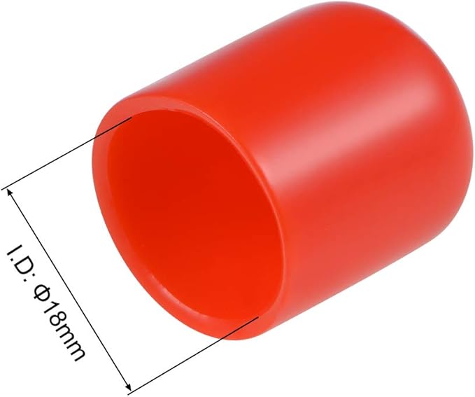 uxcell 20pcs Rubber End Caps 18mm ID Vinyl Round Tube Bolt Cap Cover Thread Protectors Red