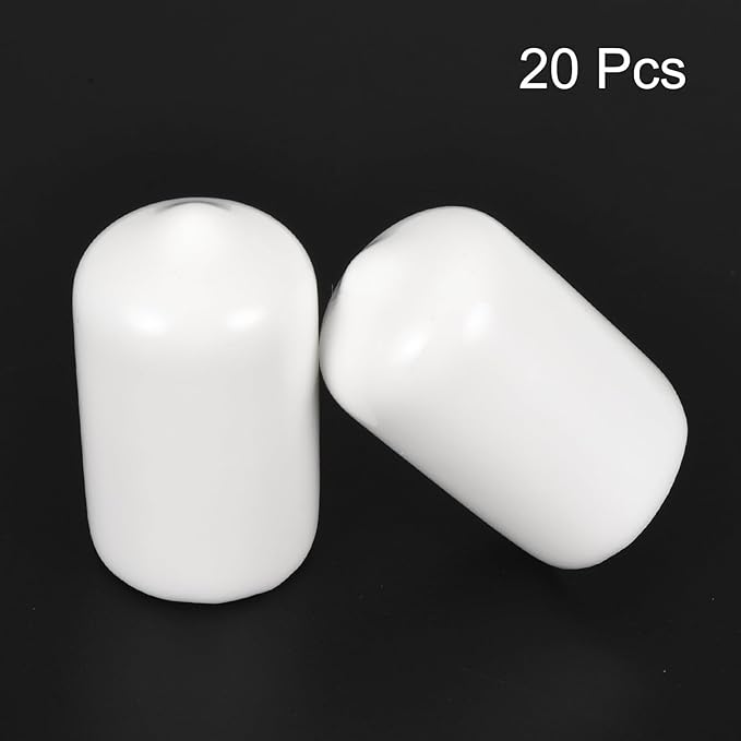 uxcell 20pcs Rubber End Caps 13mm ID Vinyl Round End Cap Cover Screw Thread Protectors White