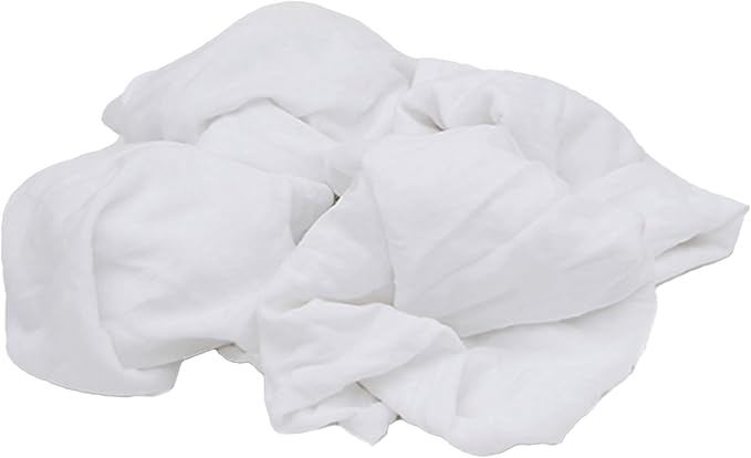 Premium White Knit (600 lbs. Pallet - 60x10 lbs. Box of Rags) Cotton T-Shirt Cloth Wiping Rags - Shop Cleaning Tshirt Cloths, Staining & Finishing Rag for Auto, Grease, Paint & Wood