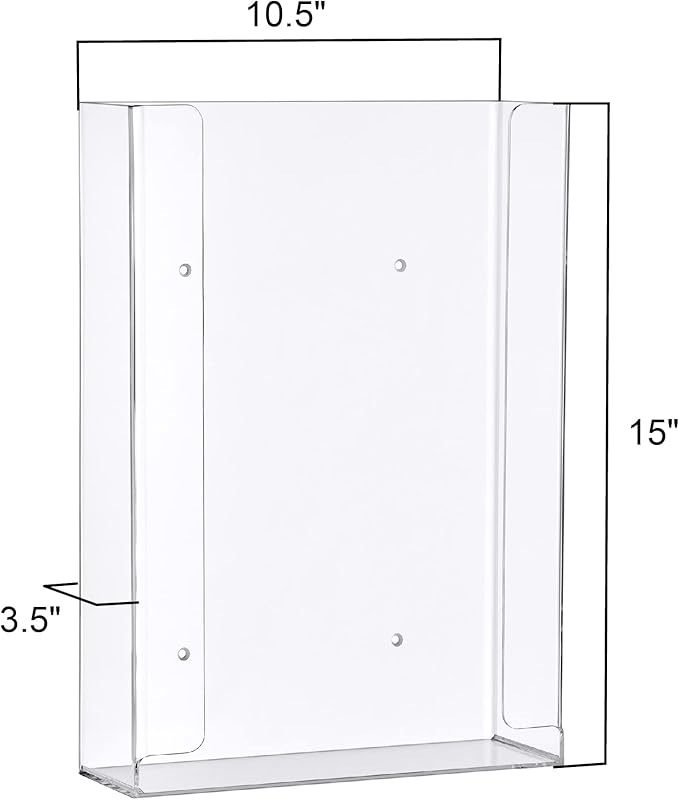 Amazing Abby Acrylic Glove Box Holder, Wall-Mounted Glove Dispenser, Floating Glove Box Organizer, Large Size (for 3 Boxes), 10.5" W x 15.0" H x 3.5" D (Mounting Hardware Included)