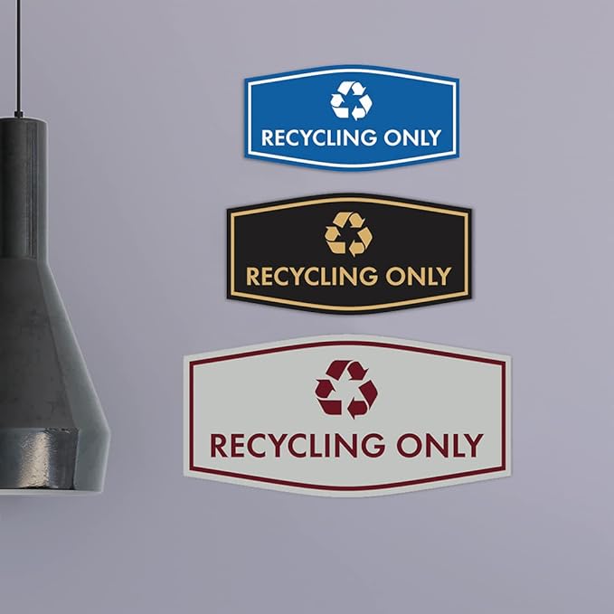 Fancy Recycling Only Sign (Navy Blue/Gold) - Medium