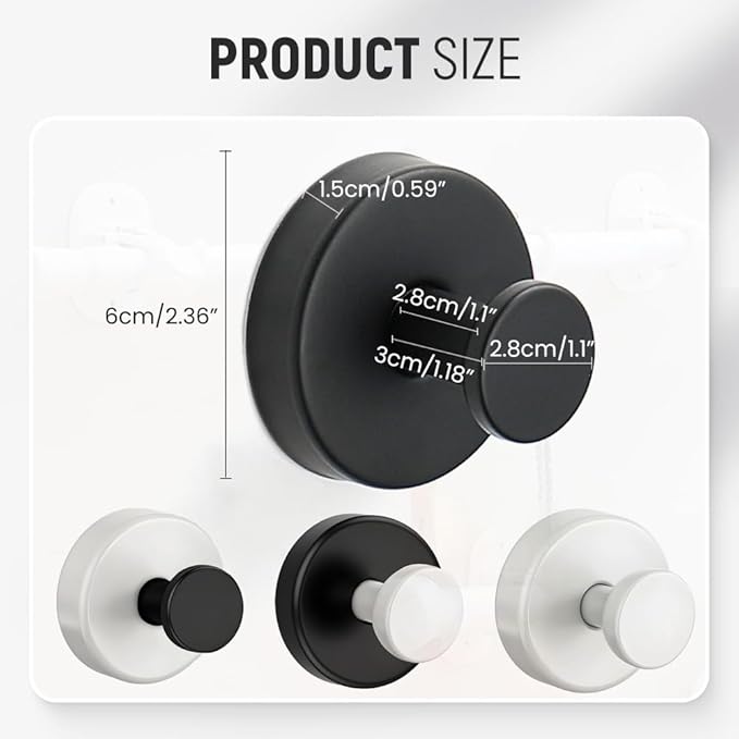 Suction Cup Hooks for Wreaths, 2025 New No Drill Suction Cup Hooks on Glass, Wreath Hanger for Front Door, Rustproof Hook Holder Towel Hook for Window Bathroom Mirrors Tile (2, Black A)