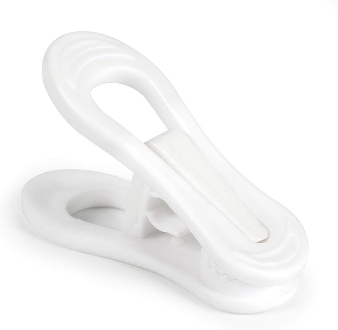 Tinfol White Plastic Hanger Clips, 24 Pack Hanger Clips- Strong Pinch Grip Finger Clips for Plastic Clothes Hangers, Multi-Purpose Hangers Clips