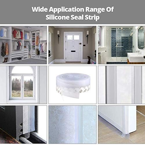 Weather Stripping Door Seal Strip,Door Strip Bottom for Doors Silicone Sealing Sticker Adhesive for Doors and Windows Gaps of Anti-Collision Silicone 5M/16FT (25MM, Transparent)