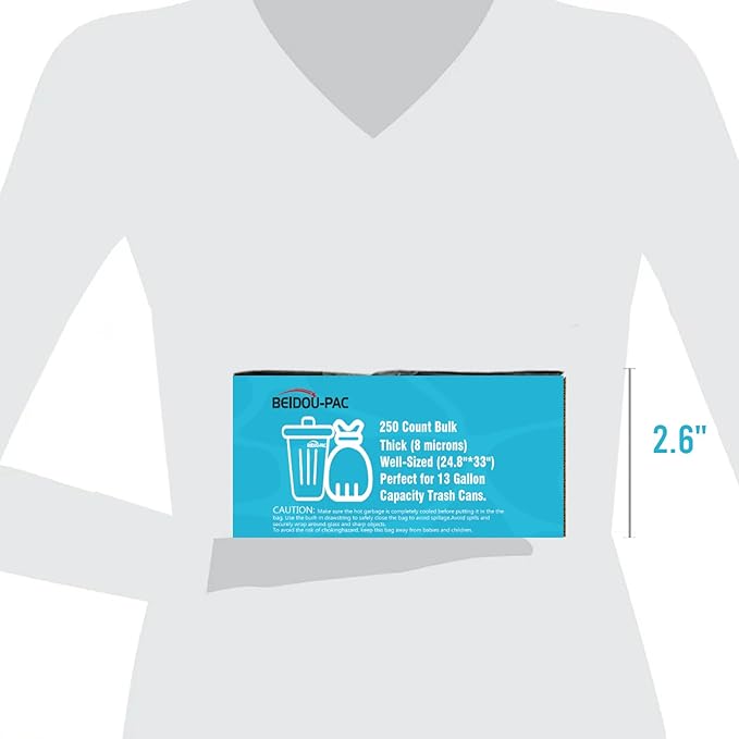 Trash Bags 13 Gallon, 250 Count Bulk, Clear Plastic Recycling Garbage Bags, Multi-purpose Tall Kitchen Trash Bags Can Liners for Business Home Commercial and Industrial