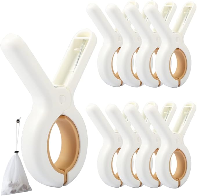 9 PCS Beach Chairs Towel Clips,Quilt Drying Clip, Plastic Clothespins, Strong Grip Holder to Dry Laundry on Clothesline and Hanging Rack (Small)