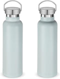 Neihepal 20 oz Insulated Water Bottles Bulk 2 Pack,Stainless Steel Double Wall Sport Bottle with Lid of Handle,Metal Reusable Thermoses Flask with Cup Cap for School,Cyclists,Gift (Fog,Set of 2)