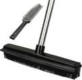 Rubber Broom and Pet Hair Removal Brush Set for Carpet,Fur Remover Rake with Squeegee,Lint Brush for Pet Dog Cat Hair