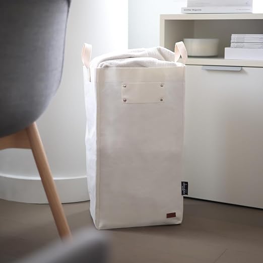Deeablo New York - Sustainable Reusable Indoor Recycling Bin for Kitchen, Multipurpose Recycle Bin, Large Recycling Bins for Home, Washable Paper Bag for Recycling (White)