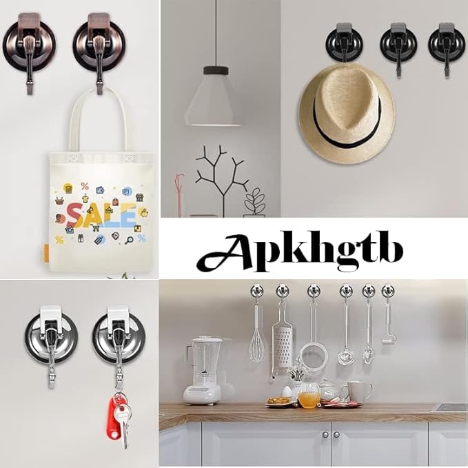 Suction Cup Hooks for Shower, 4 Pack, Bathroom, Kitchen, Glass Door, Mirror, Tile – Loofah, Towel, Coat, Bath Robe Hook Holder for Hanging – Waterproof Wreath Hanger