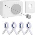 Retractable Clothesline Indoor/Outdoor, Anti-Sag for Drying Clothes Line Retracting Indoor/Outdoor, We Equipped This 13.8 Fts Laundry line Retractable with 4 Large Clips