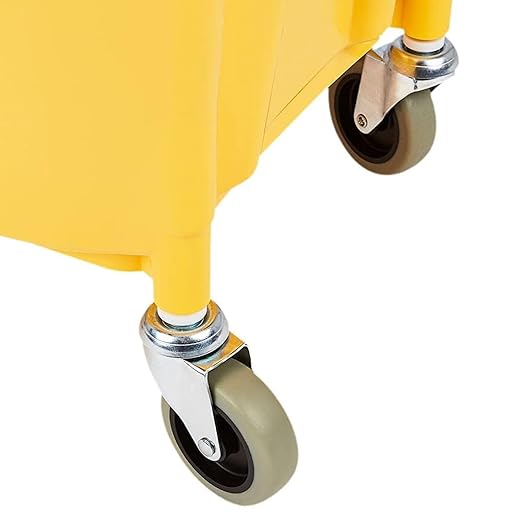 Amazon Basics Rectangular Floor Cleaning Mop Bucket with Sturdy Down Press Wringer Combo, 35-Quart, Yellow (Previously AmazonCommercial brand)