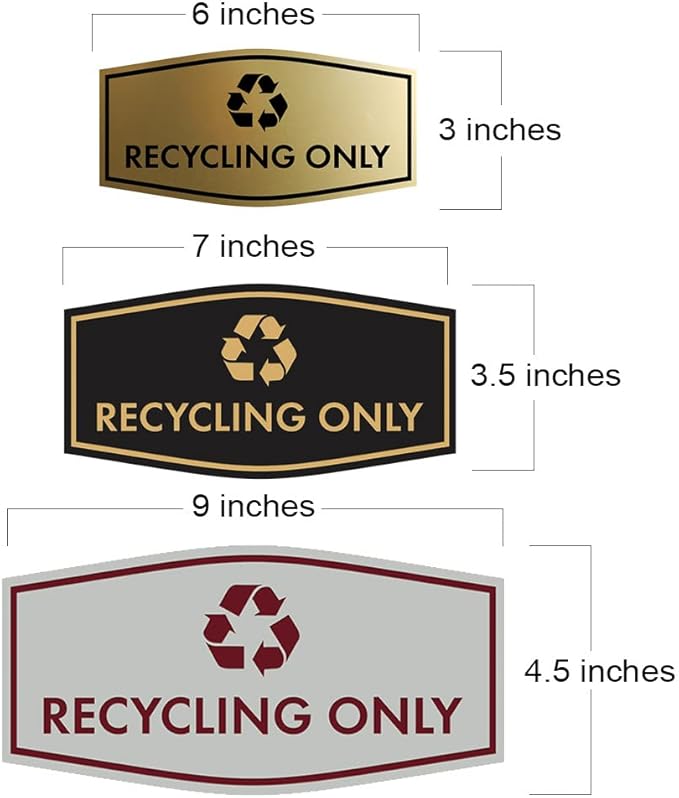 Fancy Recycling Only Sign (White) - Small