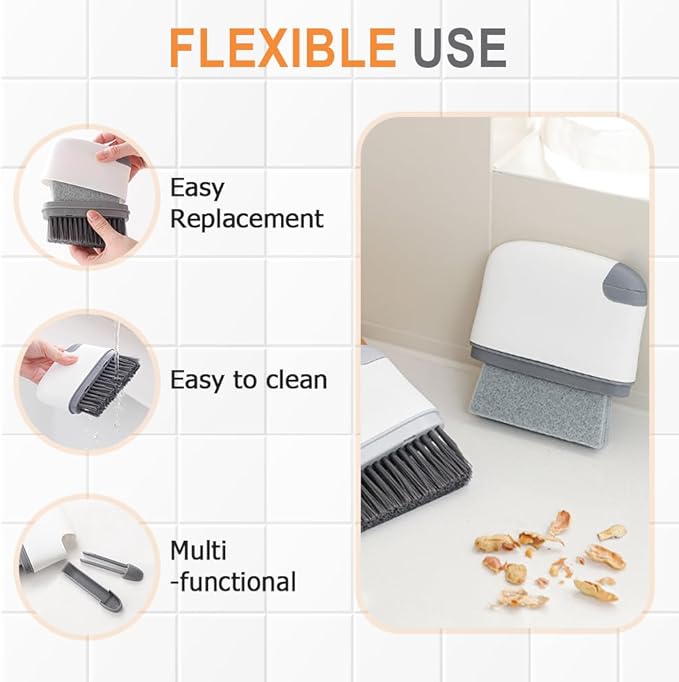2 in 1 Groove Cleaning Brush, Upgraded Crevice Cleaning Brush & Magic Window Track Cleaner for Sliding Door Tracks, Window Sills, Tile Lines, Car Vents, Kitchen and Bathroom Tight Spaces (1PC)