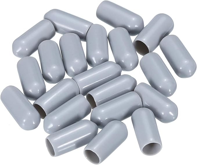 uxcell 20pcs Rubber End Caps 6mm(1/4") ID Vinyl PVC Round Tube Bolt Cap Cover Screw Thread Protectors Grey