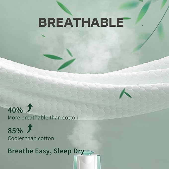 OhGeni 100% Waterproof Mattress Protector, Full Size Mattress Pad, Fits 6"-20" Mattresses with Deep Pocket, Cooling, Breathable Fitted Sheets, Soft Bed Cover, Noiseless, Machine Washable