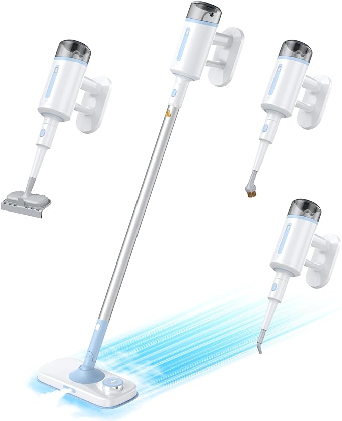 Steam Mop with Detachable Handheld Steamer Suitable for Hardwood, Tile, Laminate and All Floors, Powerful Steam Cleaner with Multipurpose Attachments Perfect for Other Home Cleaning