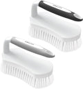 Amazer Scrub Brush for Cleaning Comfort Grip Bathtub Scrubber Stiff Bristles with Handle Heavy Duty Shower Cleaner Brush for Tub Carpet Floor Sink Outdoor - Pack of 2 (Black+Grey)