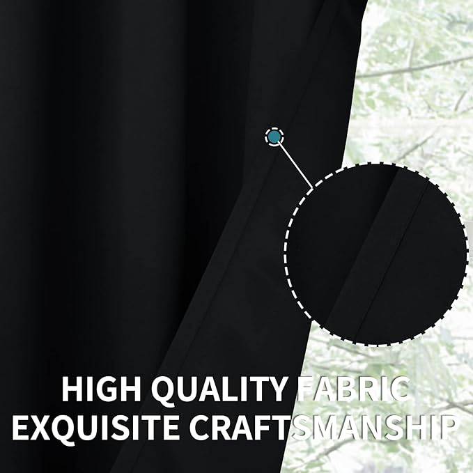 BGment Black Blackout Curtains 40 Inches Long for Bedroom Kitchen Window - Short Drapes Thermal Insulated with Rod Pocket Privacy for Cafe Bathroom, 42 x 40 Inch, 2 Panels