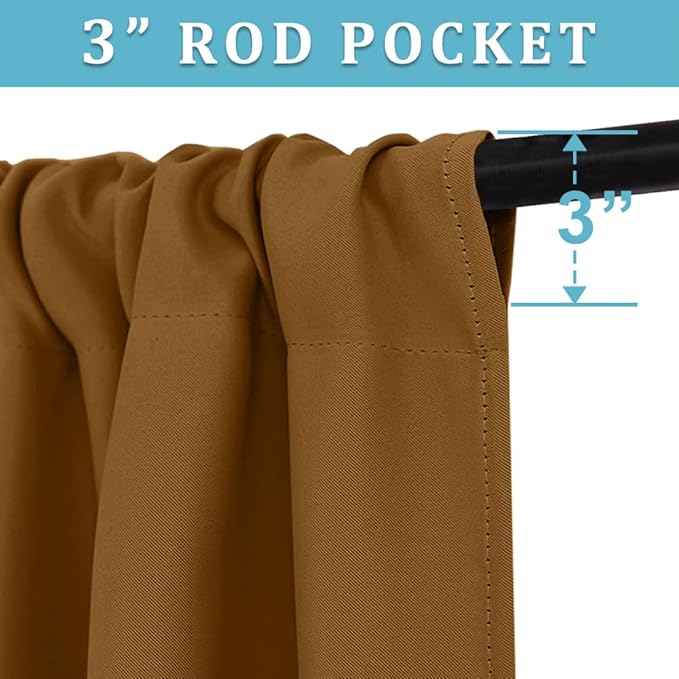 RYB HOME Bathroom Window Curtains - Blackout Curtains Small Window Short Drapes for Kitchen Bedroom Living Room Kids Nursery Room RV, W 42 x L 36 inch per Panel, Gold Brown, 2 Pcs