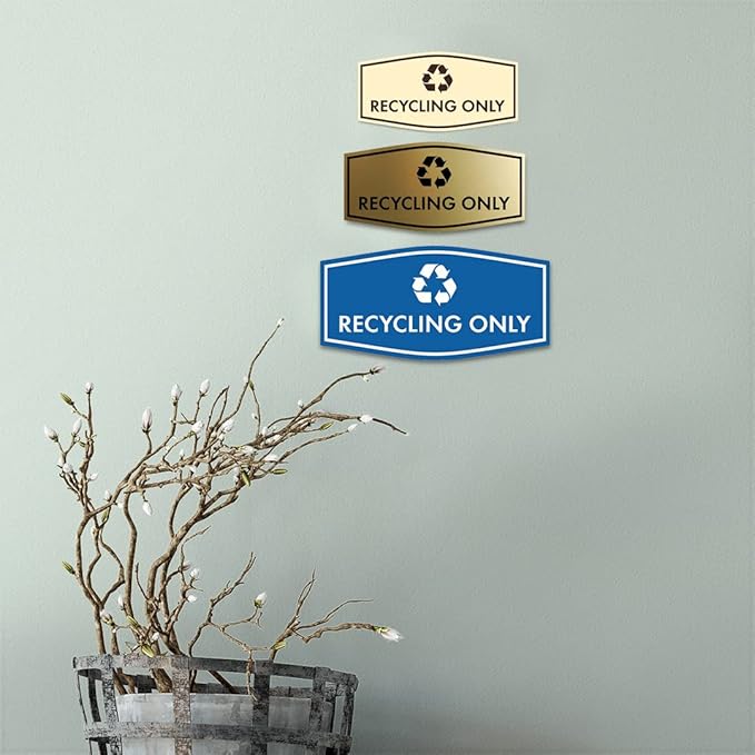 Fancy Recycling Only Sign (Blue) - Small