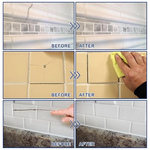 Tile Repair Kit, Ceramic Tile Chip Repair Kit(Color Match), Porcelain Repair Kit with Super Strong Adhesion, Fix Chips, Cracks and Holes on Ceramic Tile, Porcelain, Acrylic, Fiberglass, Enamel