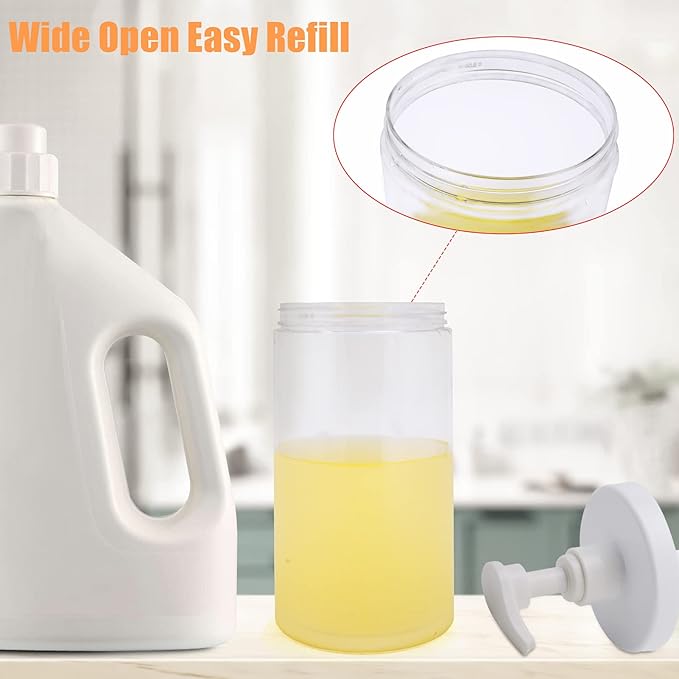 Cosywell Pump Bottle Dispenser Plastic Pump Bottles Refillable Bottles Wide Mouth Jar Style Empty Pump Bottles Bathroom Shower Containers for Lotion Shampoo Conditioner (White, 3X 1000ml)