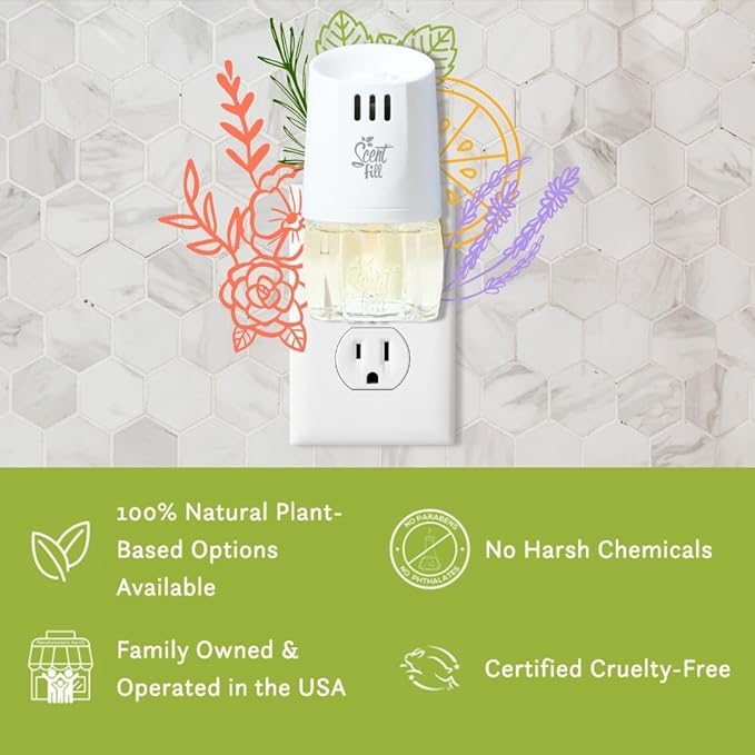 Scent Fill 100% Natural Lemon & Citrus Plug in Air Freshener, Scented Oil Refills, 3 Refills