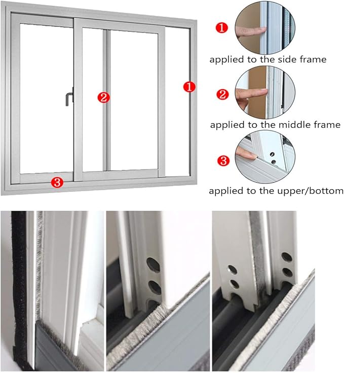 Weather Stripping Brush for Sliding Windows/Doors Frame Side,Pile Self Adhesive Weatherstrip Seal Strip Sealer Draft Stoppers (16.5ft x11/32 x 11/32 Brush inch, Brown)