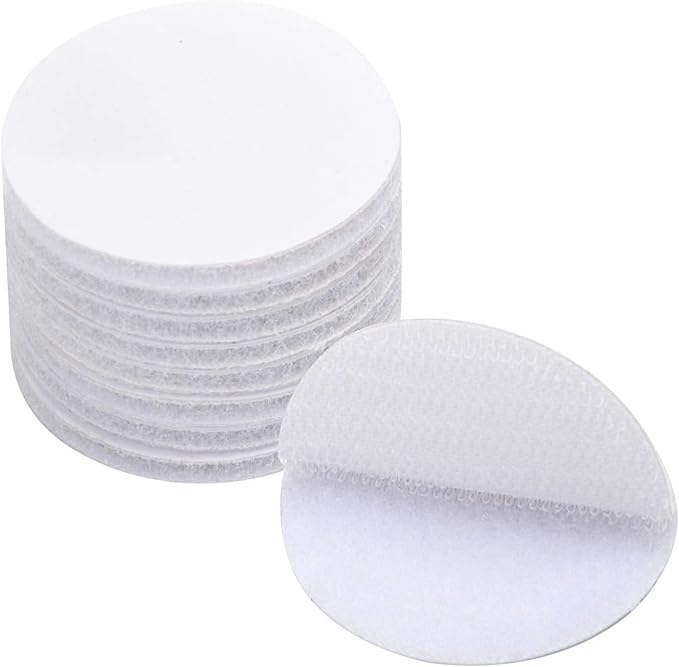 BRAVESHINE 24PCS Round Industrial-Strength Hook and Loop Fasteners with Adhesive - Wall Hanging Interlocking Tapes - Double Sided Adhesive Stickers for Carpet Gripping - Round 2 inch