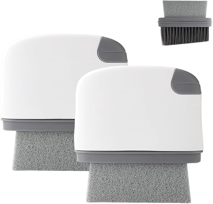2 in 1 Groove Cleaning Brush, Upgraded Crevice Cleaning Brush & Magic Window Track Cleaner for Sliding Door Tracks, Window Sills, Tile Lines, Car Vents, Kitchen and Bathroom Tight Spaces (2PC)